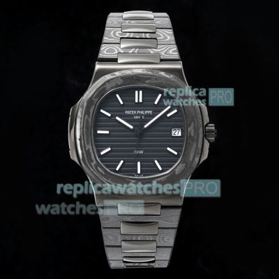 Swiss Clone DIW Patek Philippe Nautilus 5711 Black Textured Dial Carbon Fiber Watch 
